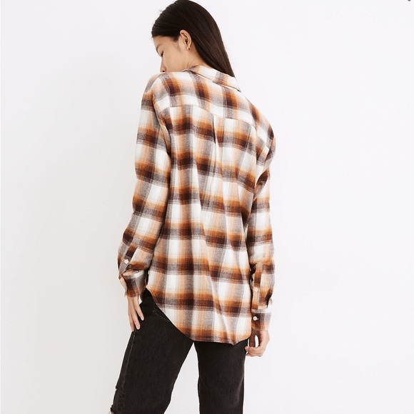 Like New Madewell Flannel Side-Button Oversized Shirt, Bickett Plaid, M - Picture 3 of 13